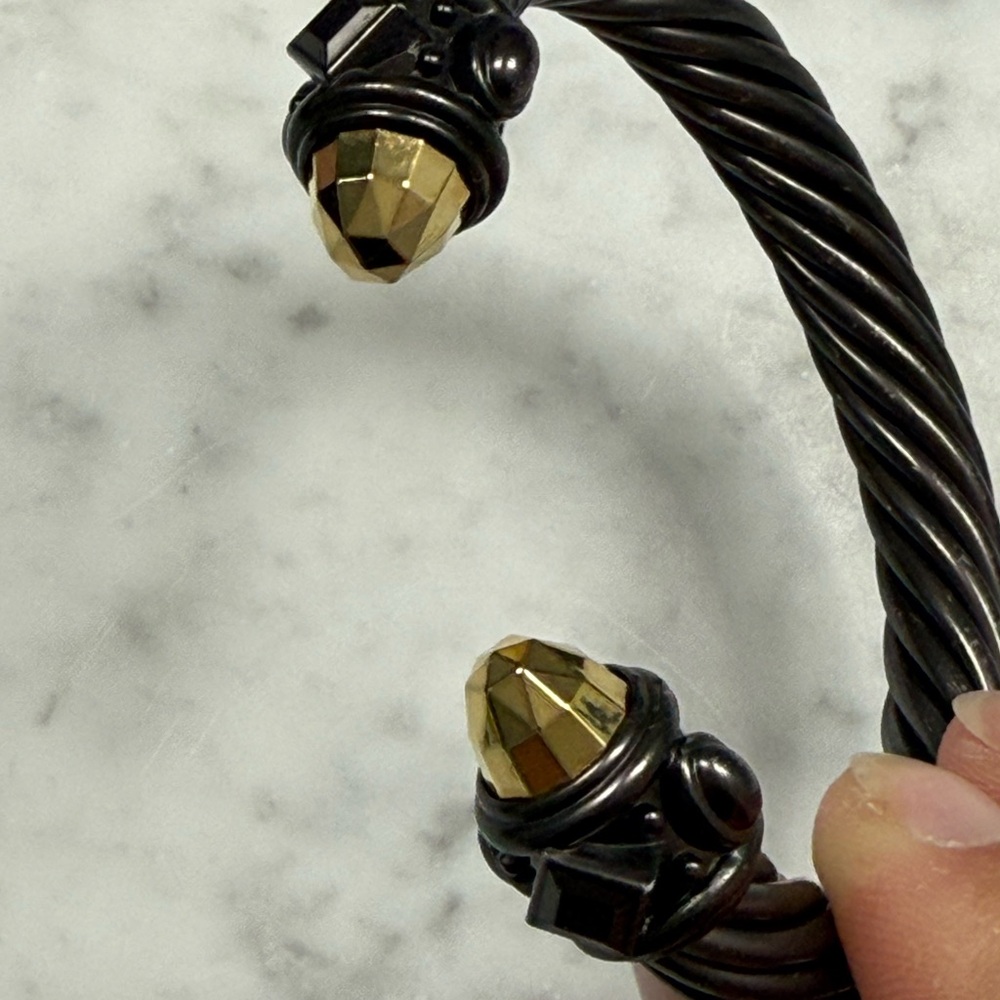 David Yurman 10mm Black and Gold Renaissance Aluminum Twisted Cuff Bracelet